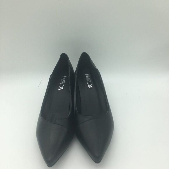 Black Low Kitten Heel Pumps Pointed Toe Dress Shoes for Office - Picture 1 of 10